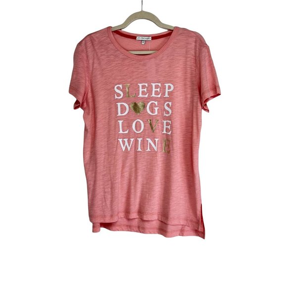 NWT Nordstrom PJ Salvage Sleep Dog Love Wine Graphic Print Short Sleeve T-Shirt - Picture 3 of 10